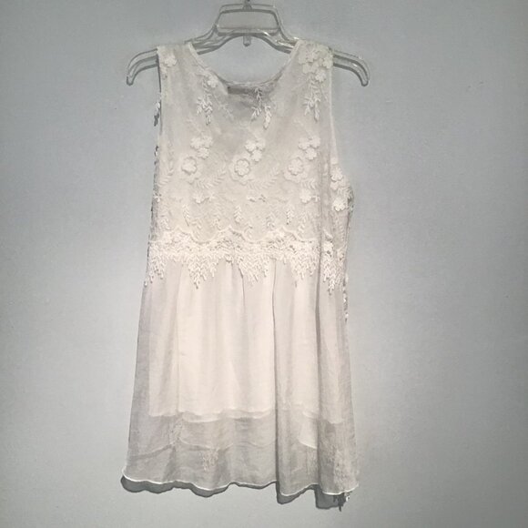 Minkas Flowy Sleeveless Lace Babydoll Mini Dress Size M - Picture 9 of 11
